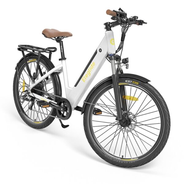 Eleglide T1 Step-Thru Electric Trekking Bike 27.5 Inch CST Tires 36V 13Ah Battery 250W Brushless Motor 25Km/h Shimano 7 Gears 100km Max Range IPX4 Waterproof 120kg Max Load Dual Disk Brakes - White - Image 3